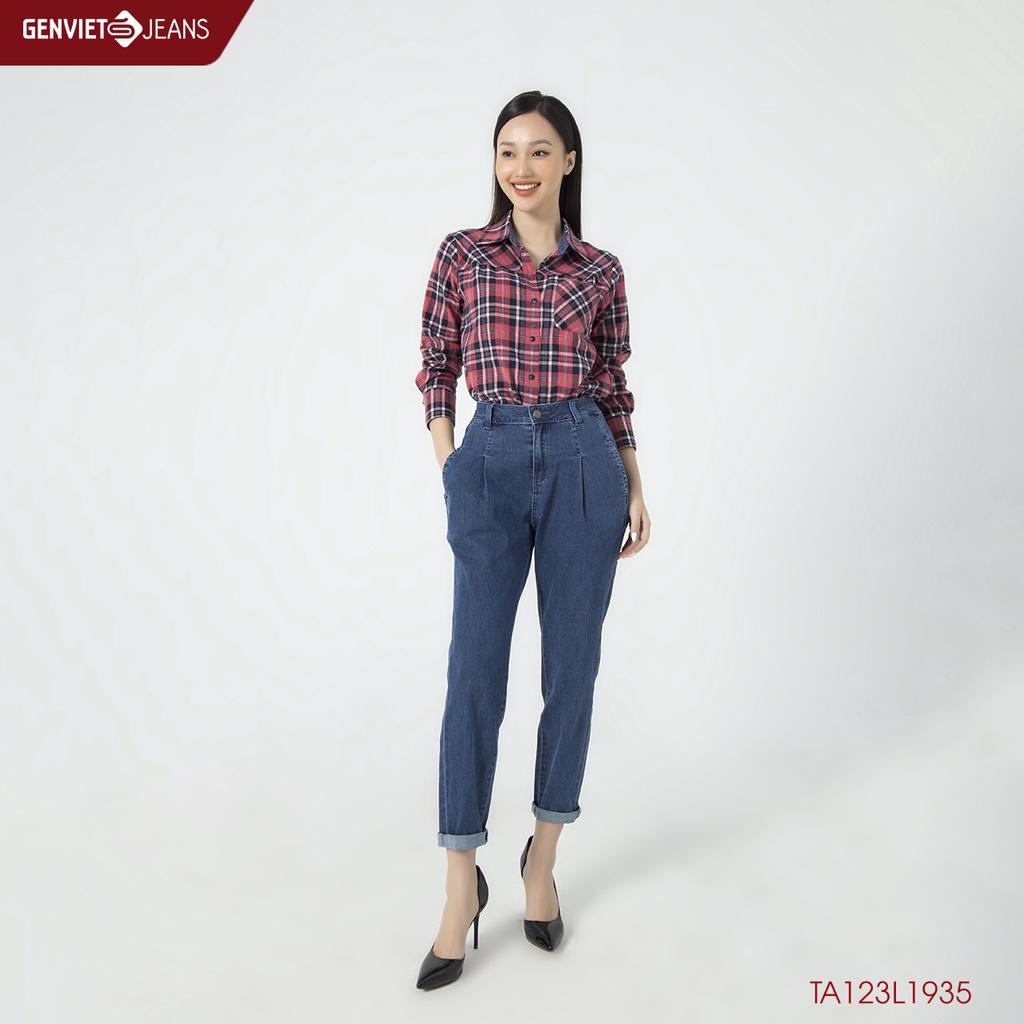 Áo Sơmi Dài Tay Nữ Mặt Vải Cào Lông GENVIET TA123L1935