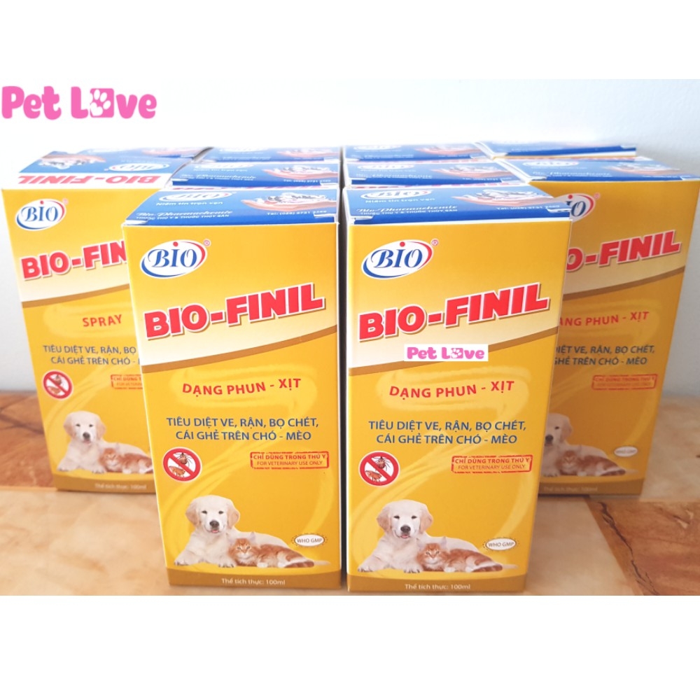 Combo 10 Bio Finil - xịt trị ghẻ, ve rận, bọ chét trên chó mèo