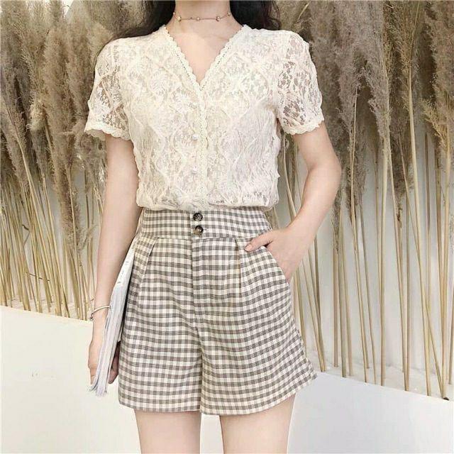 SET ÁO REN QUẦN CARO HÀNG CAO CẤP