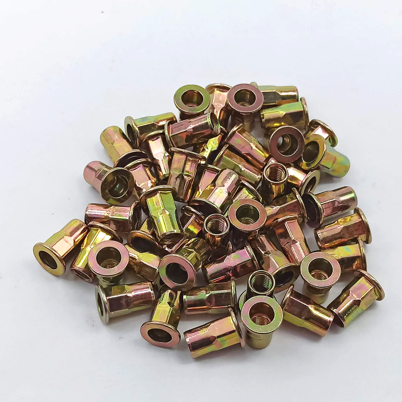 Bịch 50 con tán rút nửa lục giác M5 cao 13mm mạ kẽm bảy màu