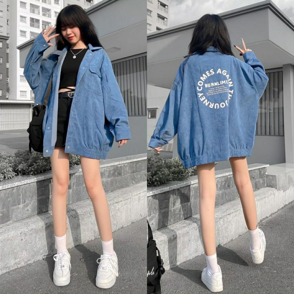 Áo Khoác Nhung Gân JONEY Form Rộng Tay Dài Ulzzang