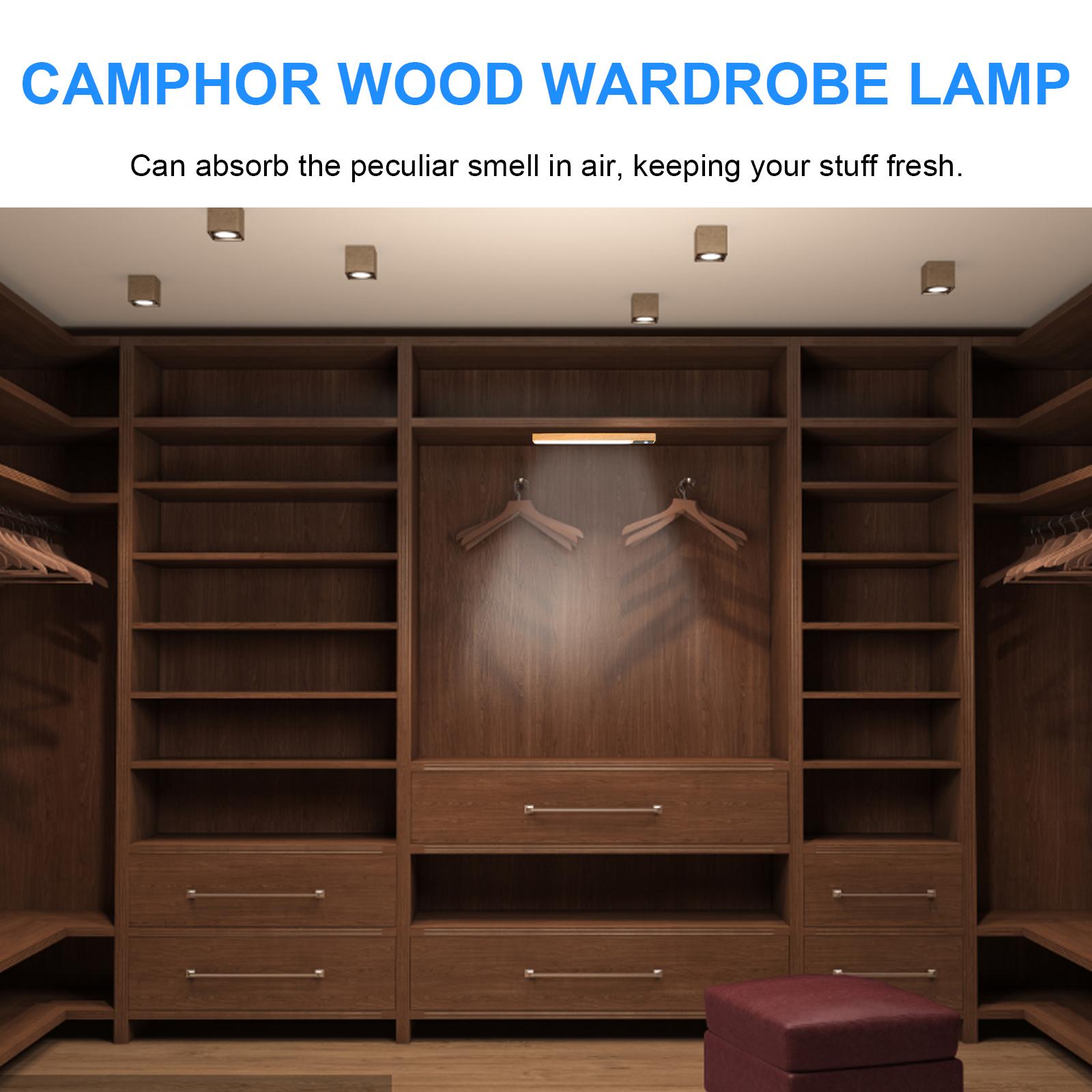 LED Motion Sensor Lights Cabinet Closet Light Night Lamp Reading Light Under-Counter Light Stepless Dimming White Light Camphorwood Material