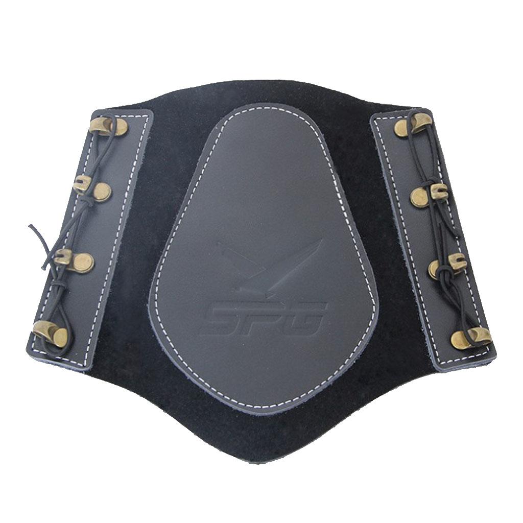 Adjustable Cow Leather Archery 4-Strap Armguard Arm Protection Guard Black