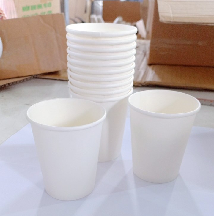 50 ly giấy trắng 230gsm cao cấp 195ml - 6.5oz, 210ml - 7oz, ly giấy văn phòng chịu nhiệt dùng 1 lần