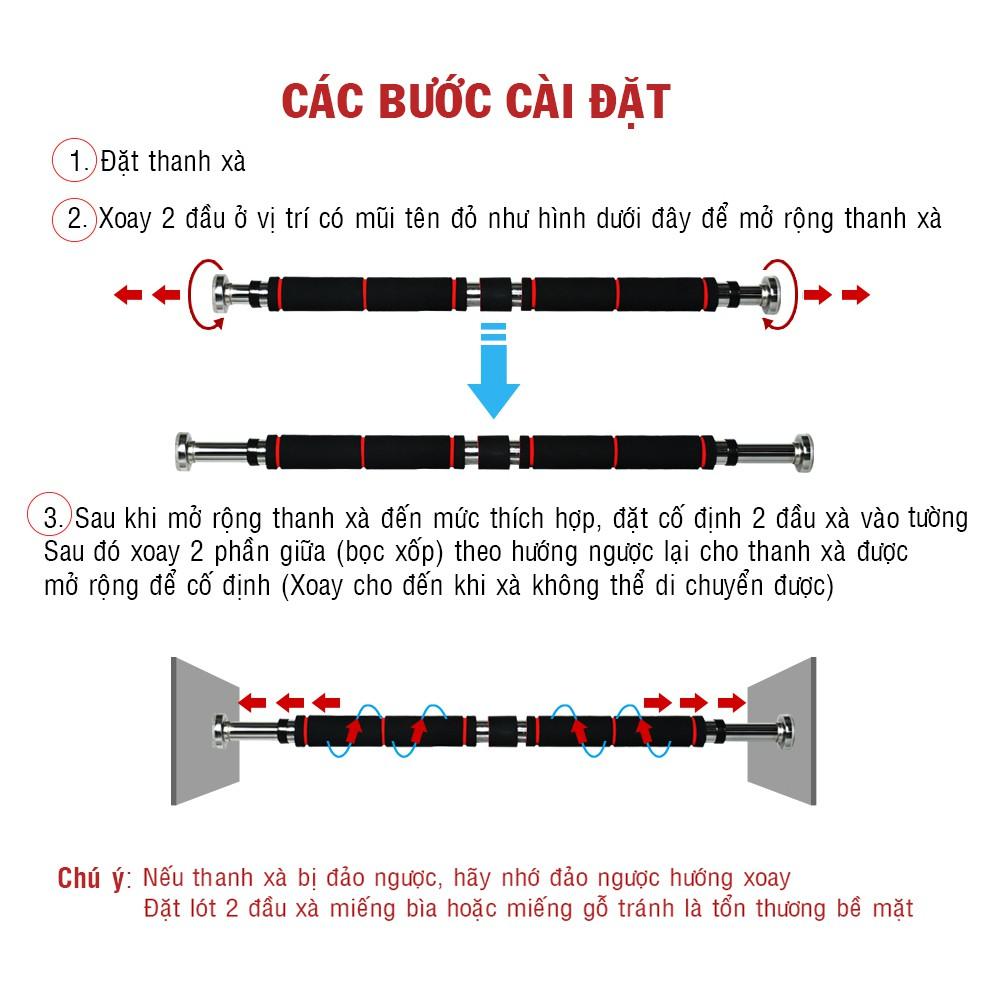 Thanh tập xà đơn treo tường gắn cửa nhiều cỡ từ 62-130cm kích thước có thể tùy chỉnh phù hợp tập gym tại nhà tăng cơ bắp