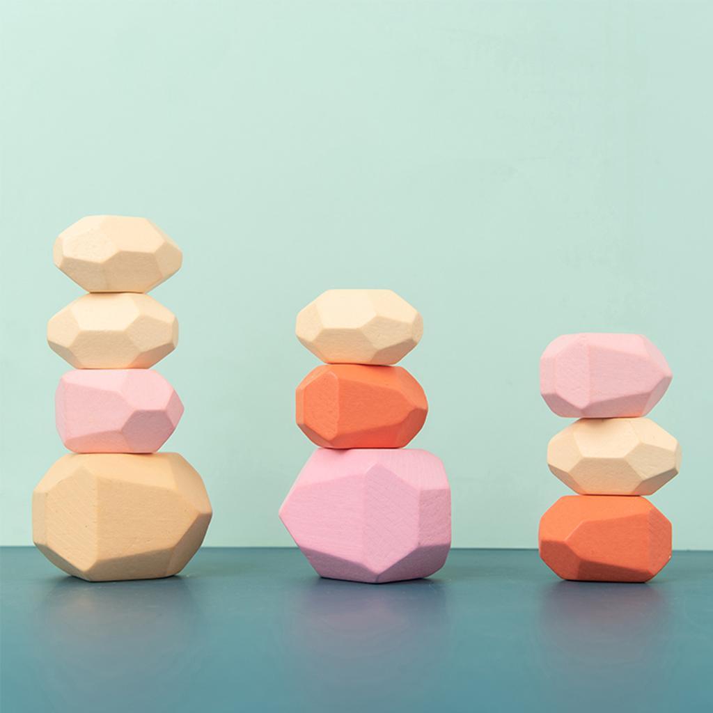 Wooden Building Blocks Stacking Construction Kids Toys 10pcs Colored