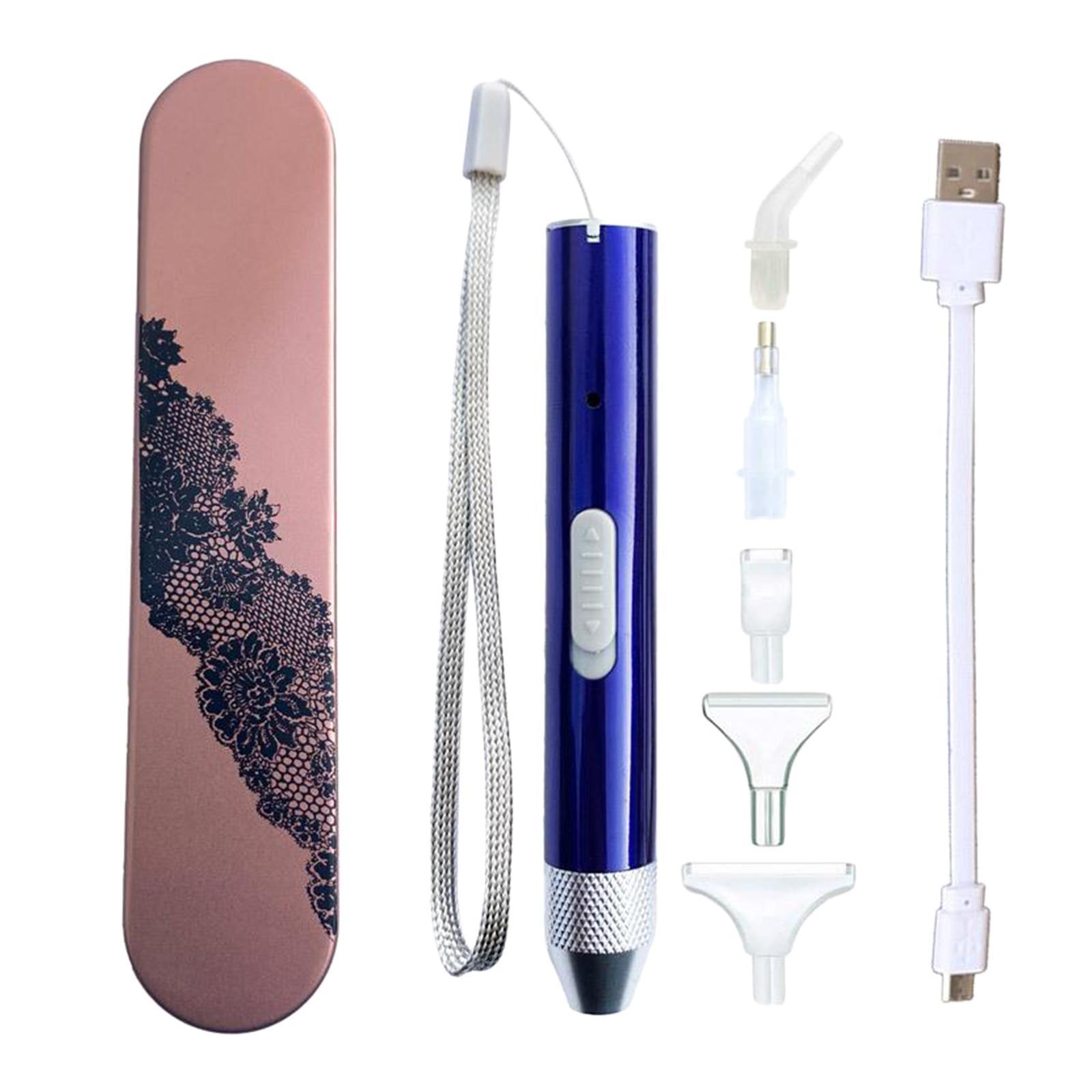 5D Diamond Painting Point Drill Pen, Square Round Drill DIY Accessories Lighting Diamond Painting Tool with USB Cable and Storage Bag