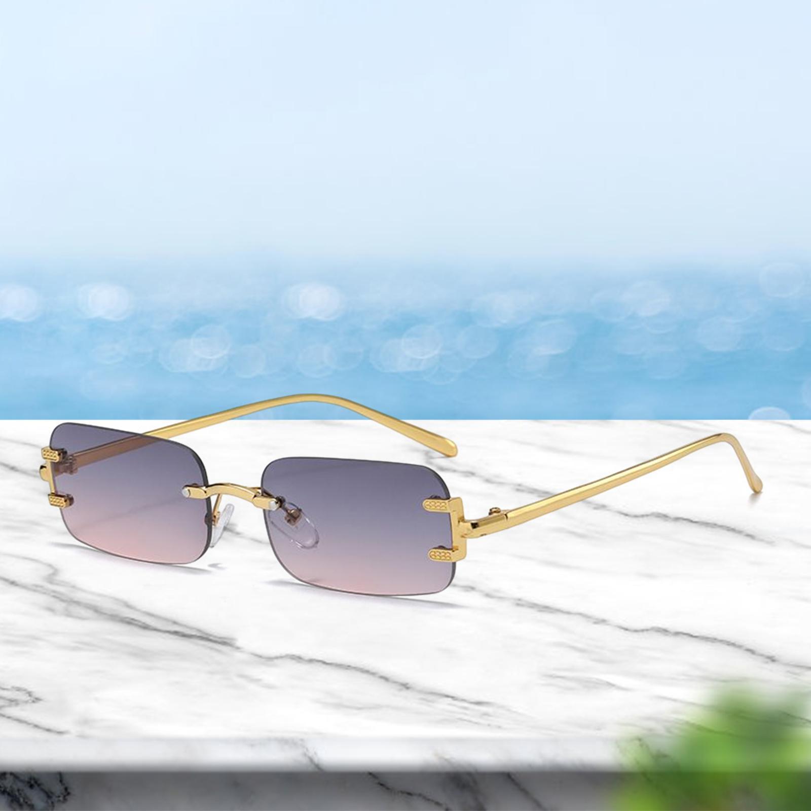 2Pair Rectangle Rimless Sunglasses Crafts Tinted Glasses