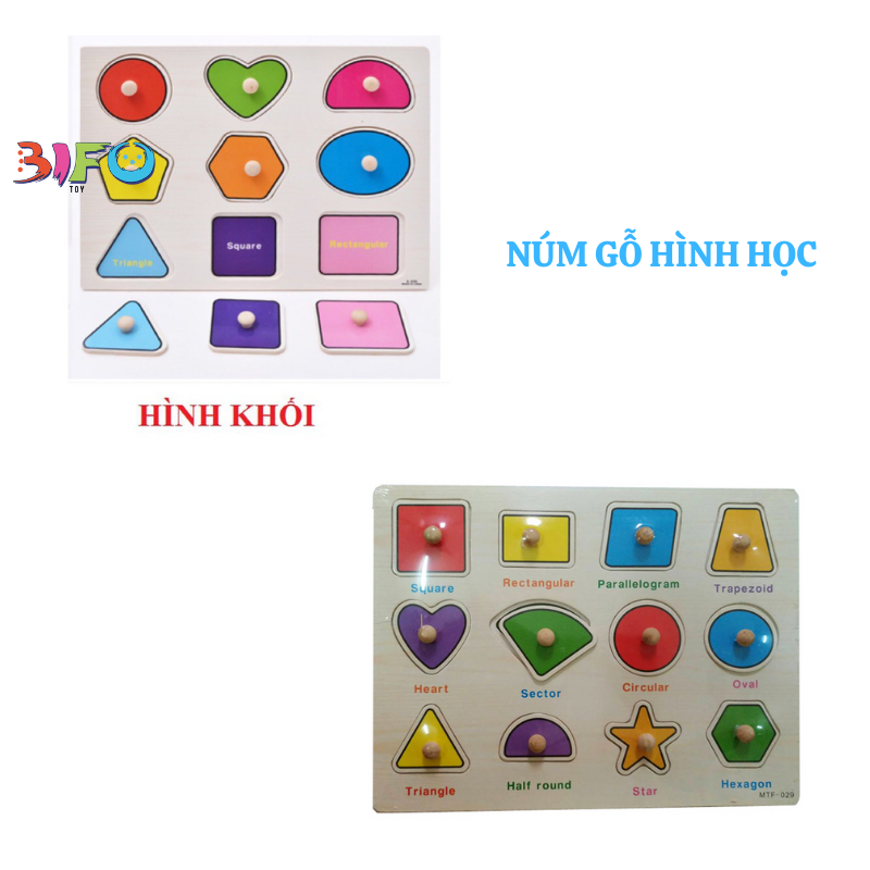 COMBO Bảng núm gỗ bảng chữ cái bảng chữ số động vật hình học nhiều chủ đề