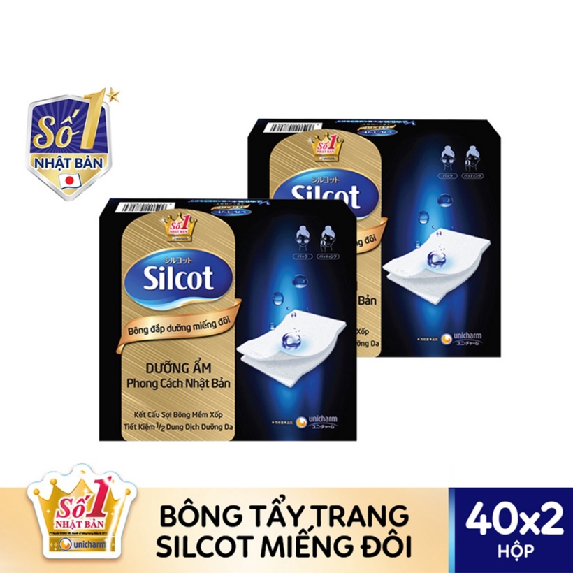 Bộ 2 Hộp Silcot Bông Đắp Dưỡng Miếng Đôi Tiện Dụng (40 Miếng/Hộp)