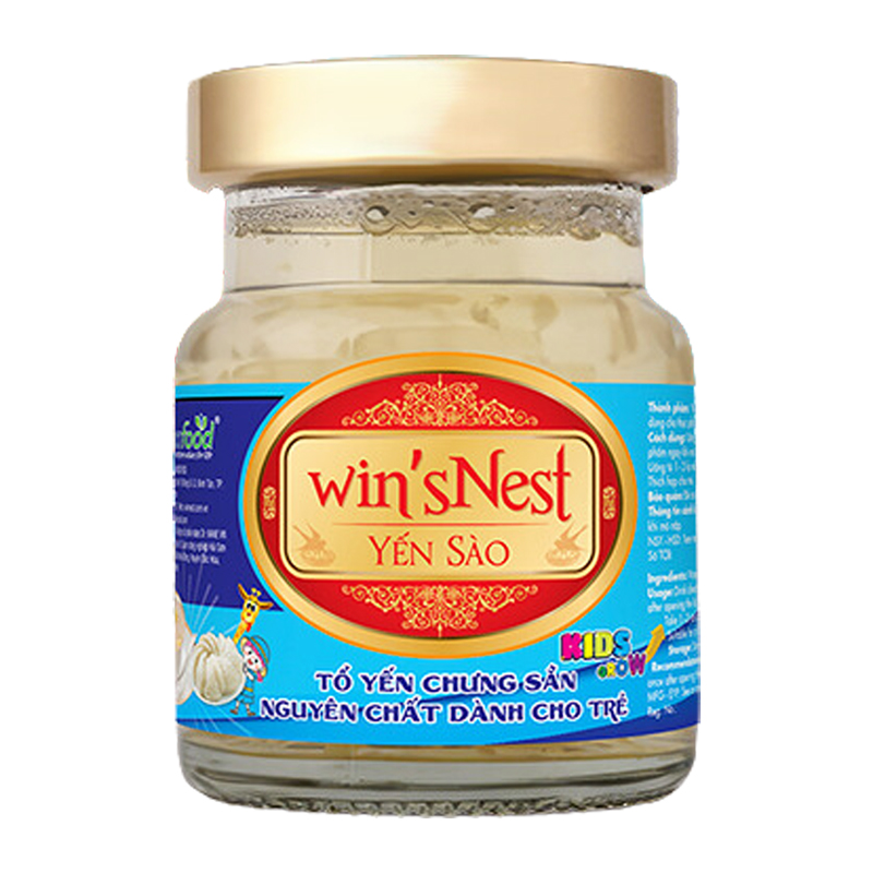 Yến sào win'sNest KIDS GROW tổ yến chưng sẵn nguyên chất dành cho trẻ em ( 6 lọ x 70 ml / Lốc)