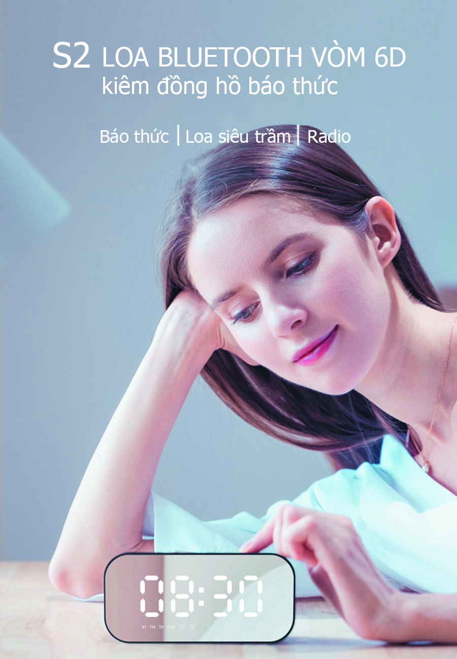 Loa Bluetooth kiêm đồng hồ báo thức S2