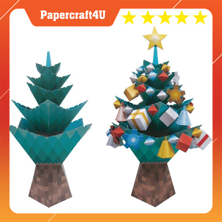 Mô hình giấy 3D Lễ hội Giáng Sinh Cây thông và quà Christmas Tree with Ornaments