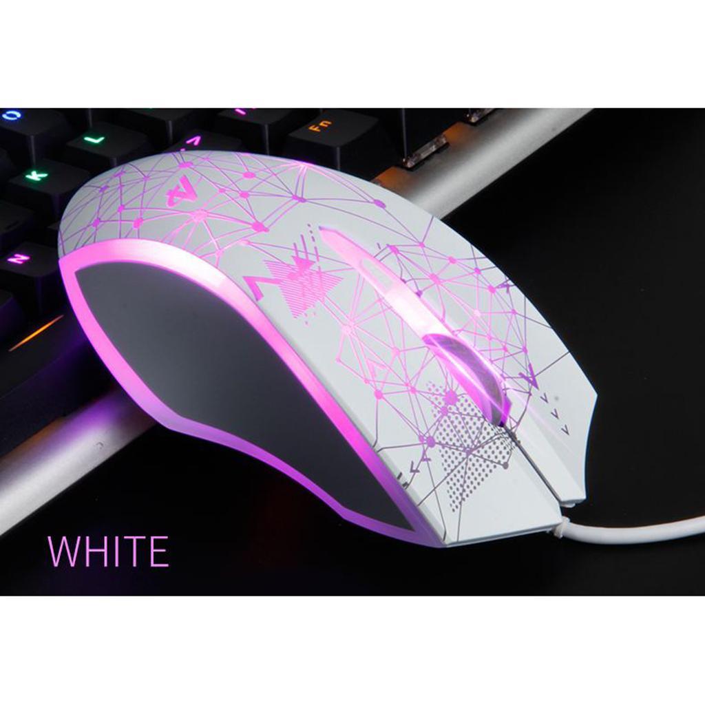 AJ119 USB Wired Gaming Computer Mouse 6 Button 3200DPI Mice for PC White