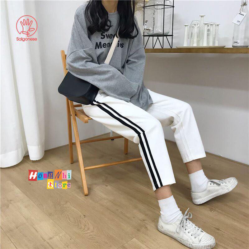 Quần Kaki 2 Sọc Màu Trắng - Quần Kaki 2 Line Pants Unisex White - MM