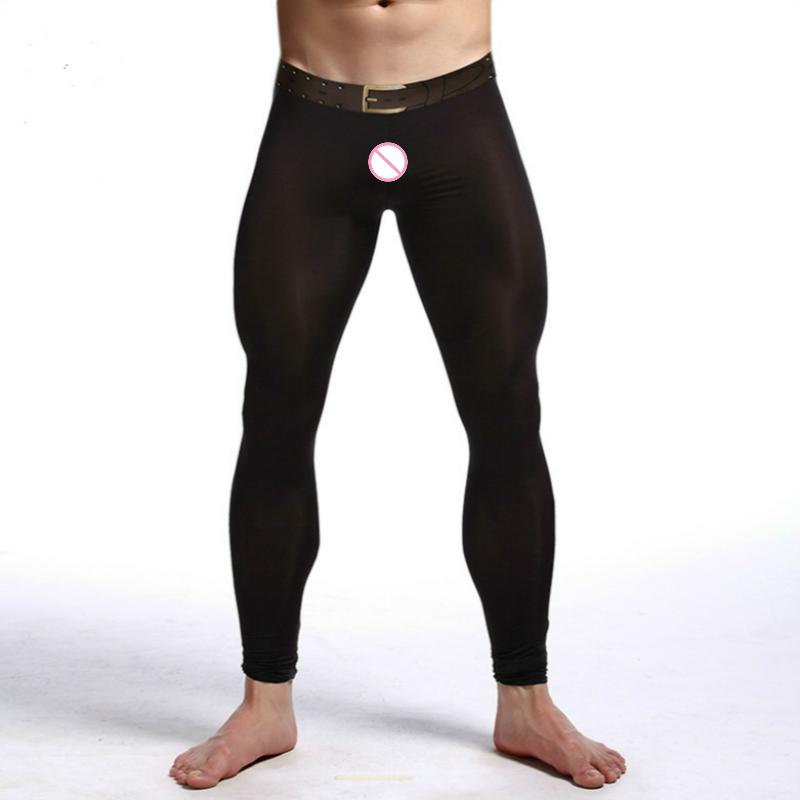 Nam Sexy Quần Legging Thun Cao Cấp Co Giãn Phồng Túi Sexy Dài Johns Cực Băng Lụa Mờ Quần Dài Sinh Nhiệt quần Lót