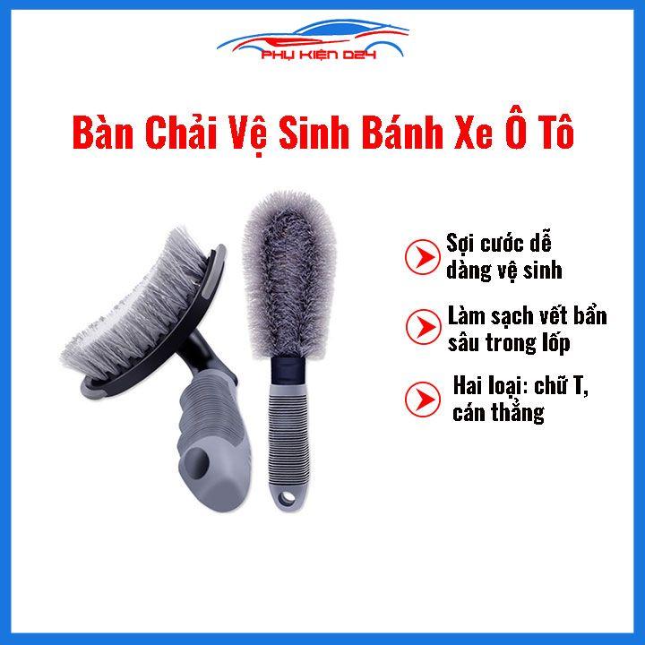 Bộ dụng cụ 2 bàn chải chăm sóc vệ sinh bánh xe ô tô chuyên nghiệp