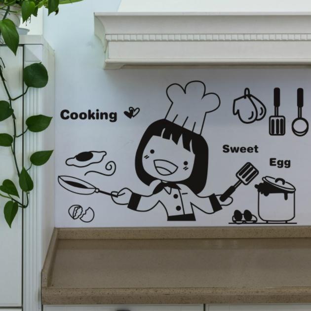 Decal trang trí tường - Cô gái bếp trưởng