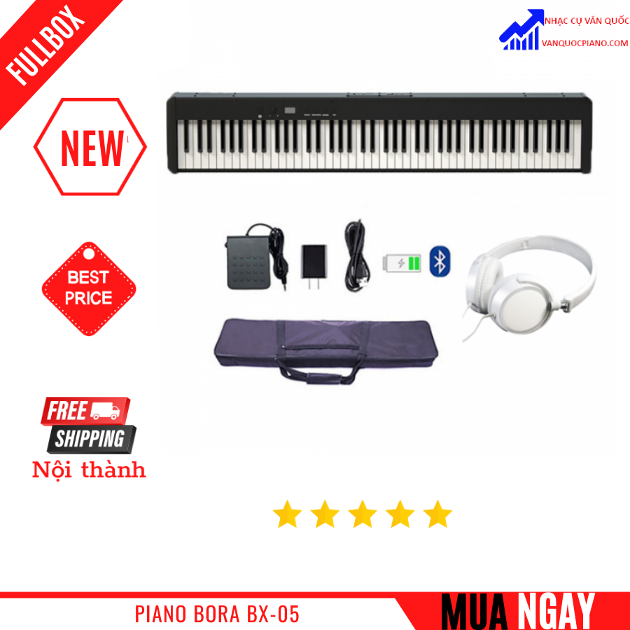 Đàn Piano Điện Bora BX 05 - 88 Phím Nặng Cảm Lực - Kết Nối Blutetooth +Khăn Phủ Đàn + Chân Đàn + Tai Phone