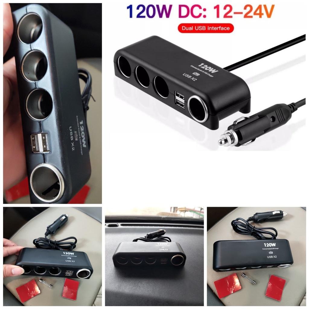 (LOẠI TỐT) Thiết bị bộ chia cốc tẩu sạc xe hơi ô tô 4 cổng USB kép hỗ trợ sạc nhanh điện thoại đa năng 120w 12v-24v chống cháy