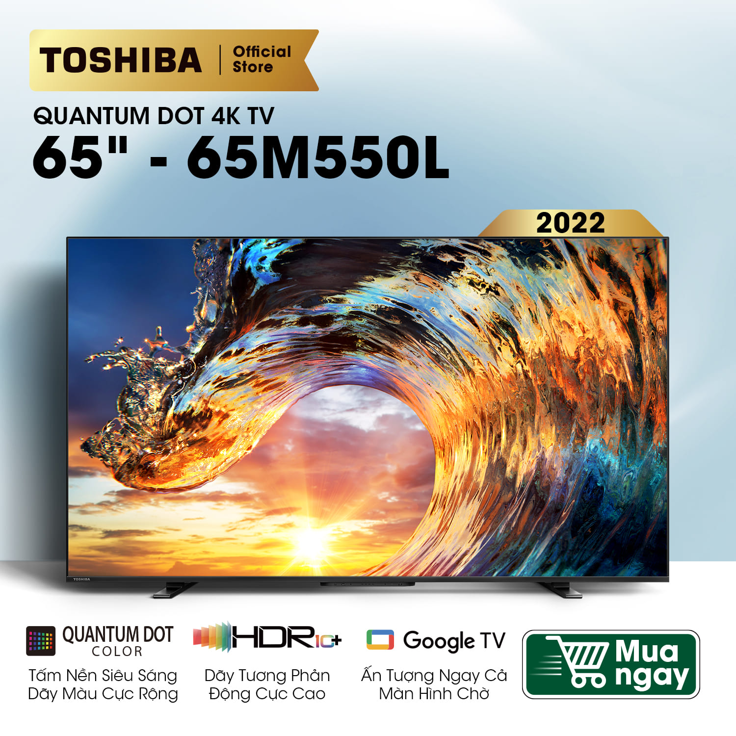 TV QUANTUM DOT 4K TOSHIBA 65icnh (65M550LP) - Công nghệ màn hình Quantum Dot - Công nghệ âm thanh siêu trầm - Thiết kế tràn viền - Tìm kiếm bằng giọng nói rảnh tay - Loa 49W - Wifi 2.4/5GHz - Hàng chính hãng - Bảo hành 2 năm