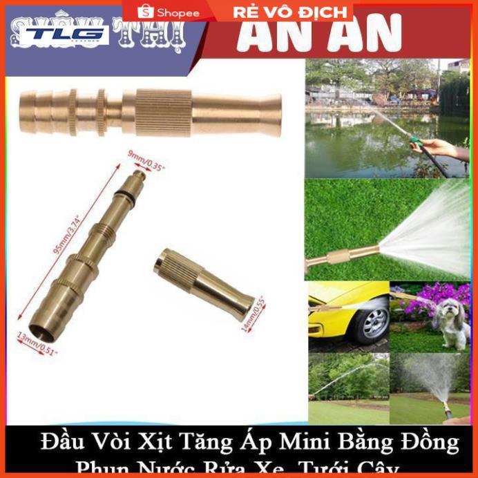 Đầu vòi xịt tăng áp mini Đầu vòi tăng áp đa năng bằng đồng tưới cây rửa xe cực mạnh 206587 tặng đai