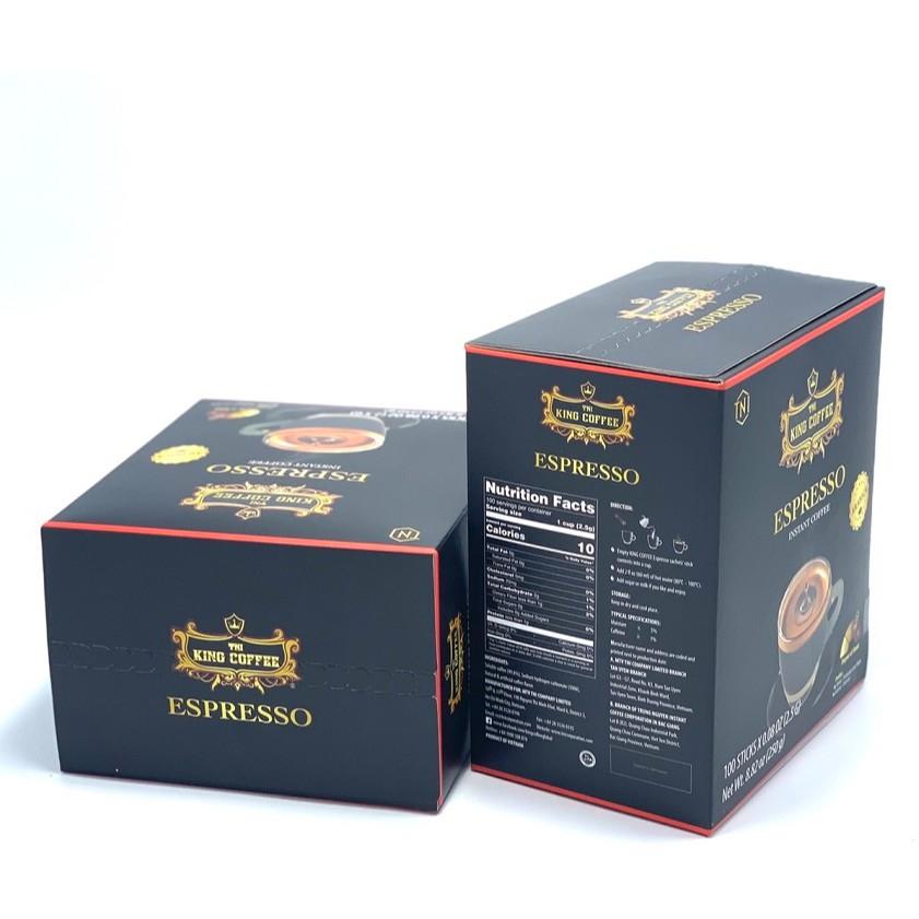 Cà phê hòa tan đen( Không đường sữa) Espresso Hộp 100 gói King Coffee