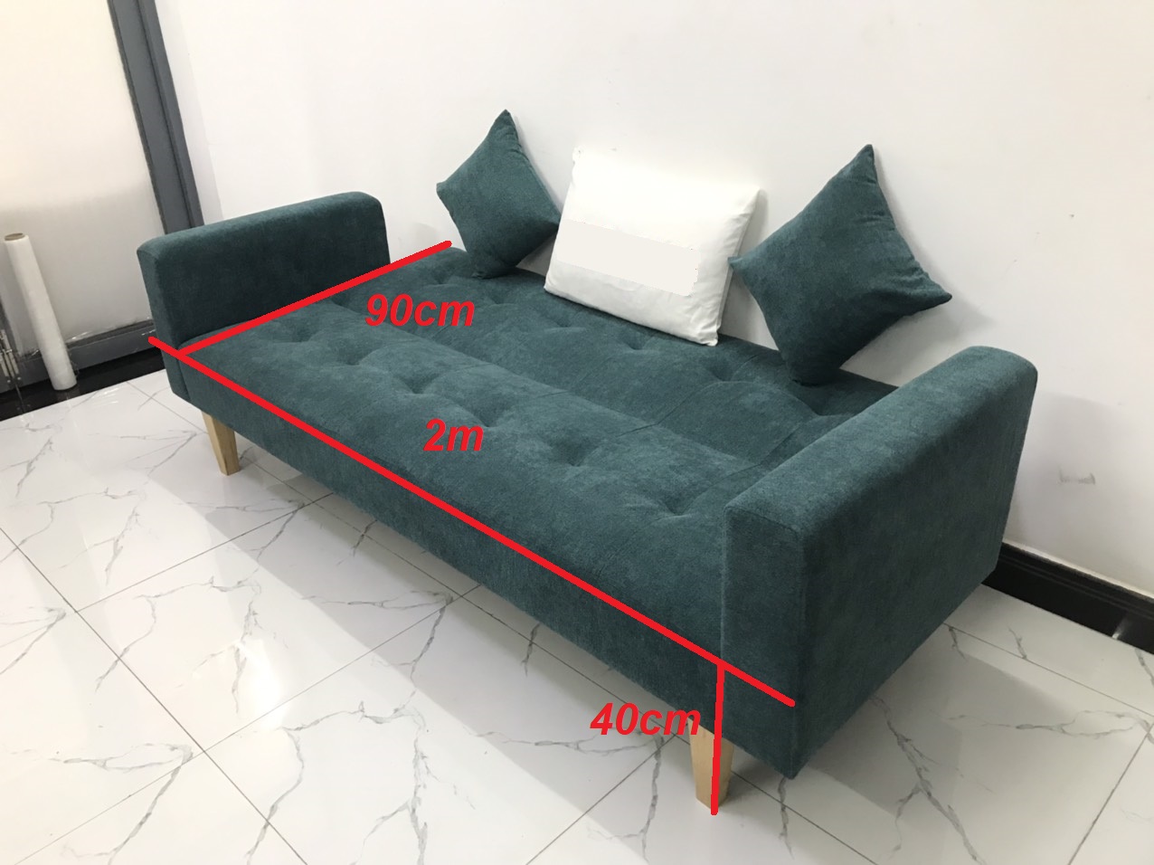 Bộ ghế sofa giường 2mx90 sofa bed tay vịn phòng khách sopha linco09