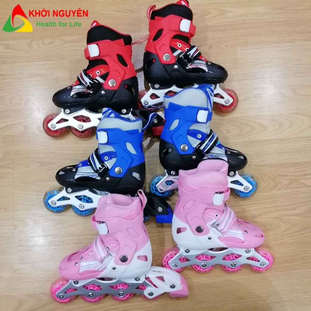 Giày patin trẻ em tặng kèm bảo hộ chân tay hãng Kakala đèn led có màu cho bé trai và bé gái quà tặng năm mới