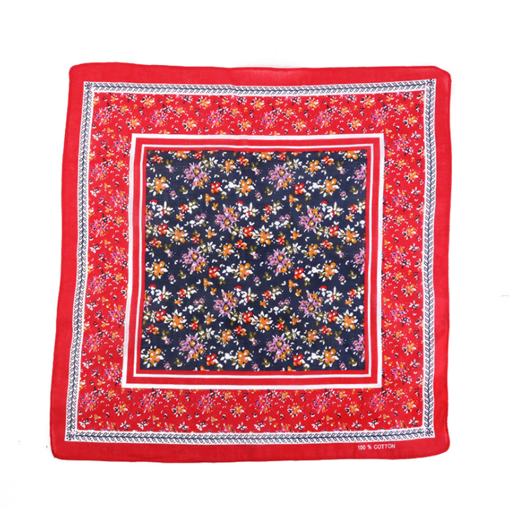 Khăn Bandana phong cách Vintage dễ thương 54x54cm - BDN06.3 hoa tulip đỏ