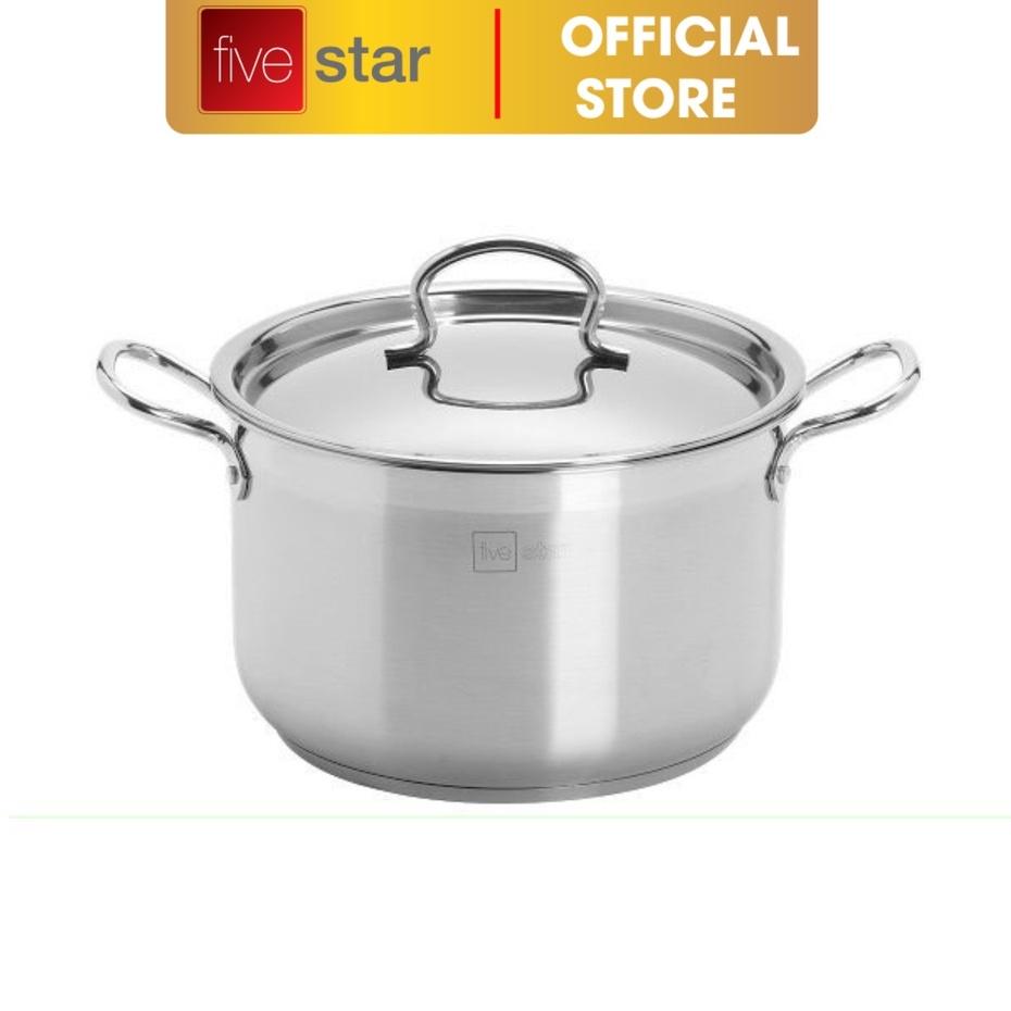 Nồi inox 3 đáy inox 430 cao cấp FiveStar Standard N28-3D bếp từ nắp inox