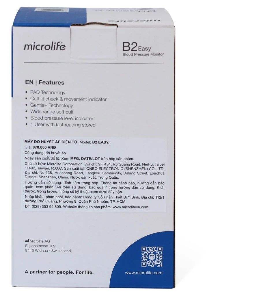 Máy Đo Huyết Áp Bắp Tay Microlife B2 Easy