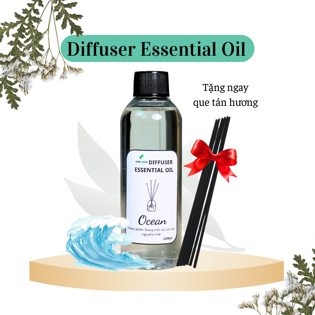 Chai Refill tinh dầu tán hương OCEAN (Hương Gió Biển) 100ml, thơm phòng, tỏa hương, tíết kiệm.