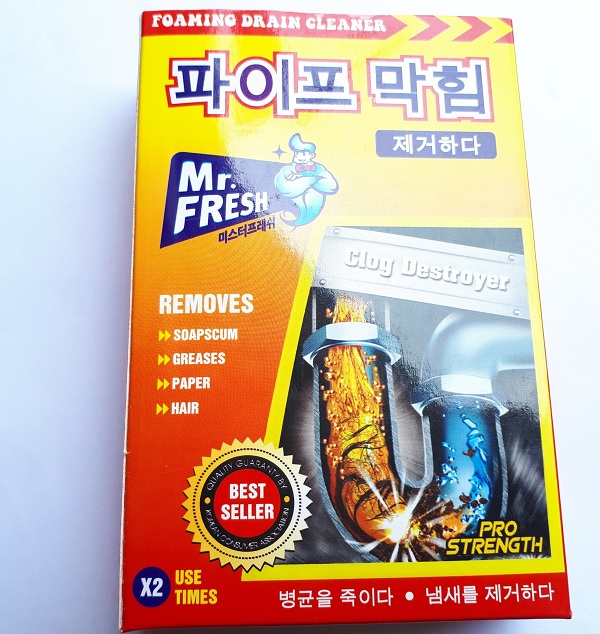 Hộp 2 gói bột thông cống Mr Fresh Hàn Quốc - an toàn cho đường ống