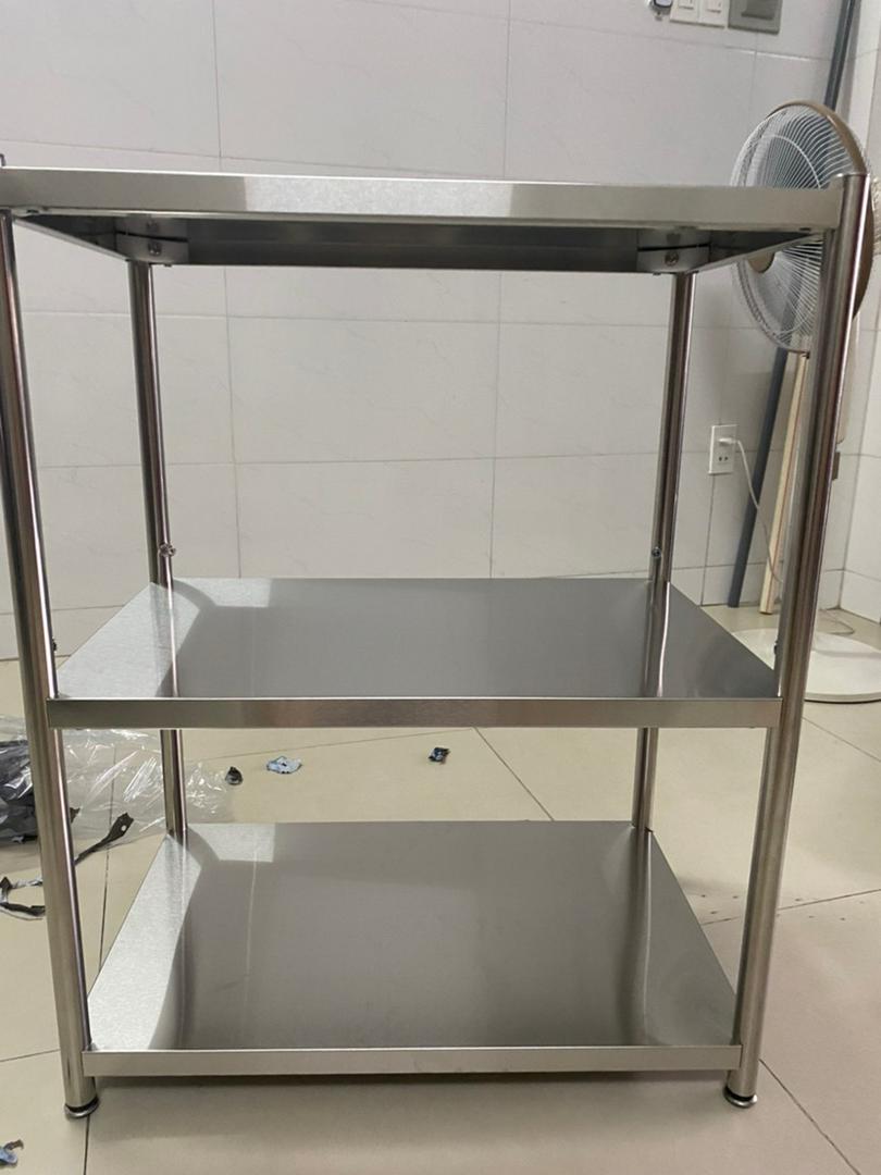 Kệ nhà bếp inox 304 3 tầng 60x77x38cm - Kệ để lò vi sóng đa năng thiết kế thông minh chất liệu inox