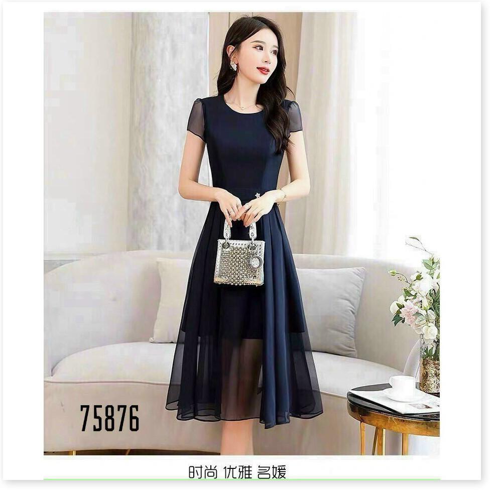 ĐẦM UMI NHÚNG TAY SIÊU XINH,THIẾT KẾ HỌA TIẾT TRƠN NHƯNG VÔ CÙNG SANG TRỌNG LANA FASHION