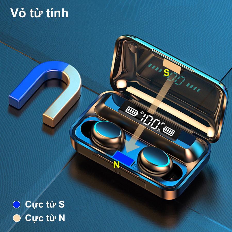 Tai Nghe Bluetooth Goojodoq TWS F9-5 Màn Hình LED Thông Minh Có Micro Không Dây Âm Thanh Nổi Bass Chống Nước