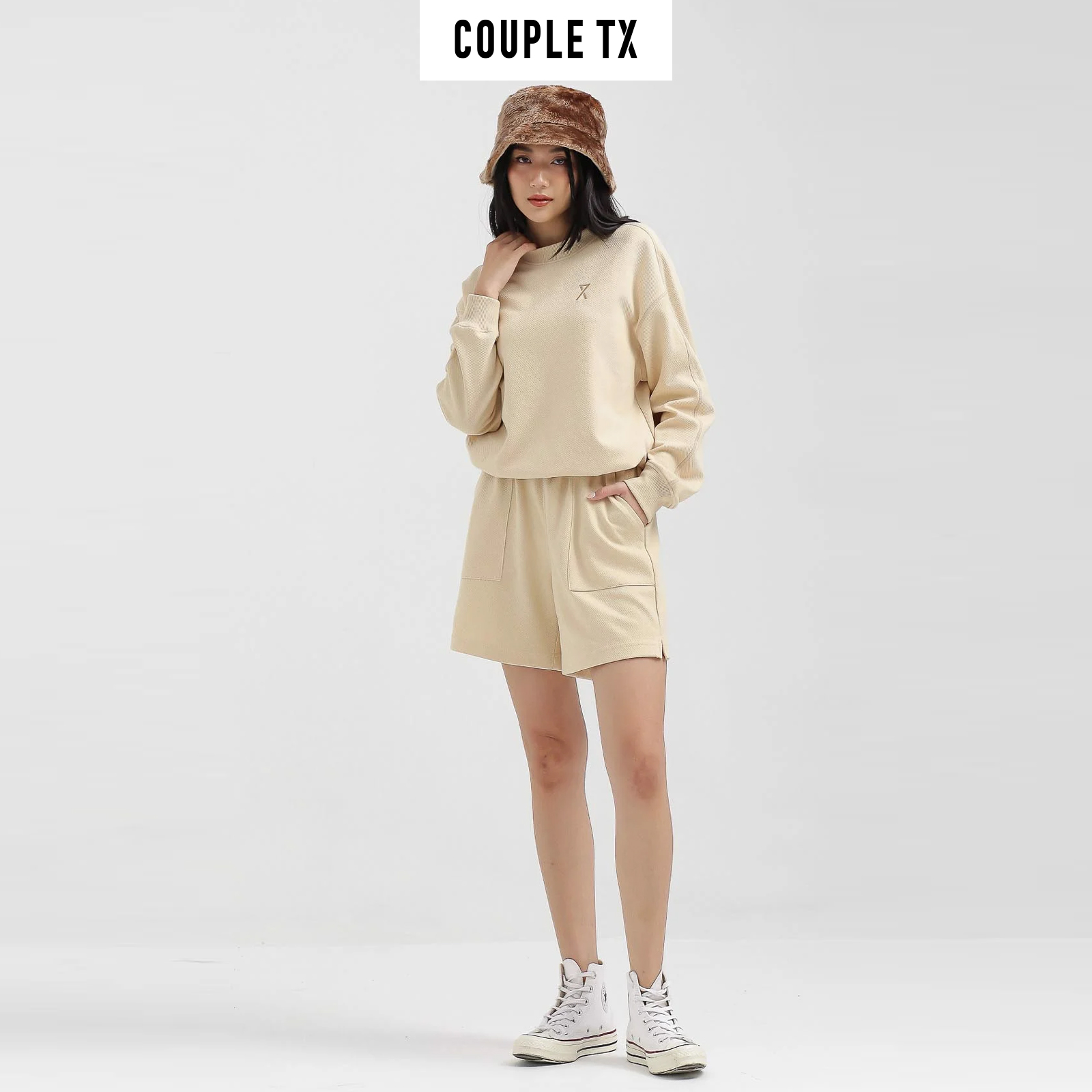 COUPLE TX - Quần Short Nữ Bermuda​​​​​​​ Thun Gân Xéo WSR 2018
