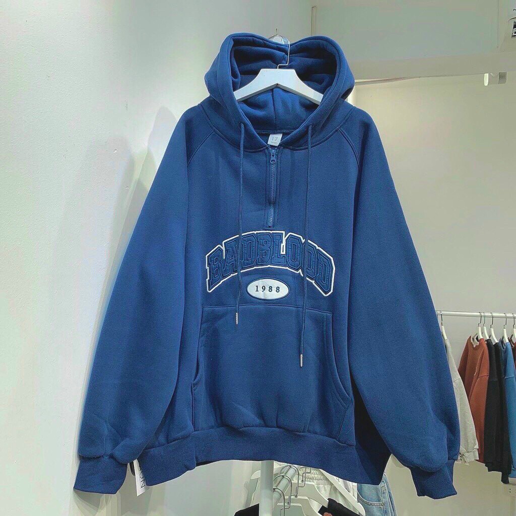 Áo Hoodie Bigsize <80kg BADBLOOD (kèm ảnh thật ), ÁO KHOÁC HOODIE CHUI ĐẦU NỮ NỈ NGOẠI BADBLOOD DÀY DẶN ẤM ÁP MÀU KEM MÀU ĐEN CAO CẤP BABO SIÊU XỊN SÒ ĐỈNH CAO HOT HIT, HOÁC HOODIE BADBLOOD FORM ĐẠI