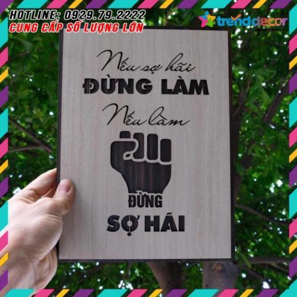 Tranh Slogan nội dung tạo động lực làm việc bằng Gỗ TBIG020