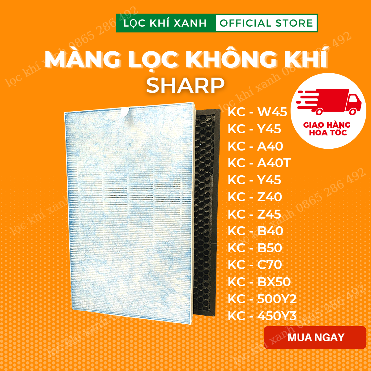 Màng lọc Sharp KC 40-45 W45, Y45, A40, Z40, Z45, B40, B50, C70, 500Y2, 450Y3. Màng lọc không khí, hepa, carbon giá rẻ. Hàng nhập khẩu