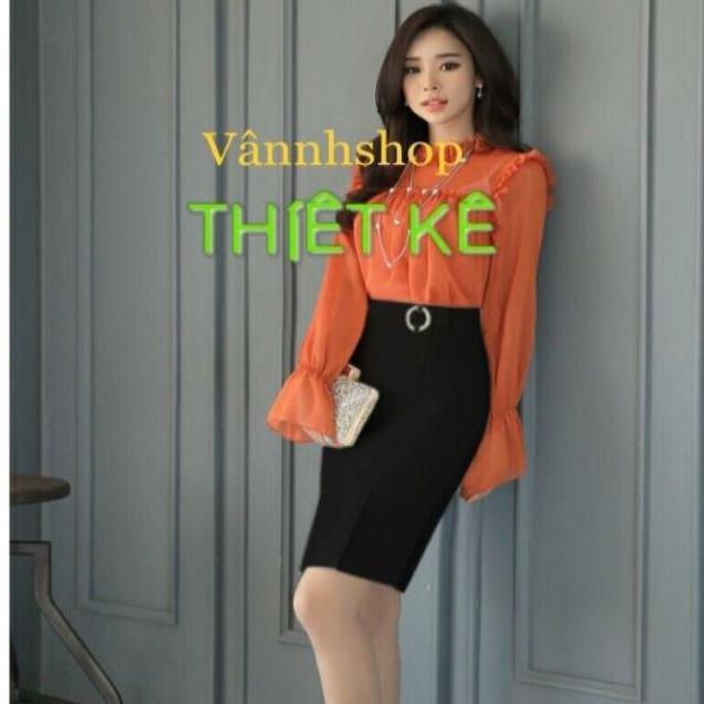 CHÂN VÁY BÚT CHÌ THÍÊT KÊ XẺ TRƯỚC 2 BÊN PHONG CÁCH MS16