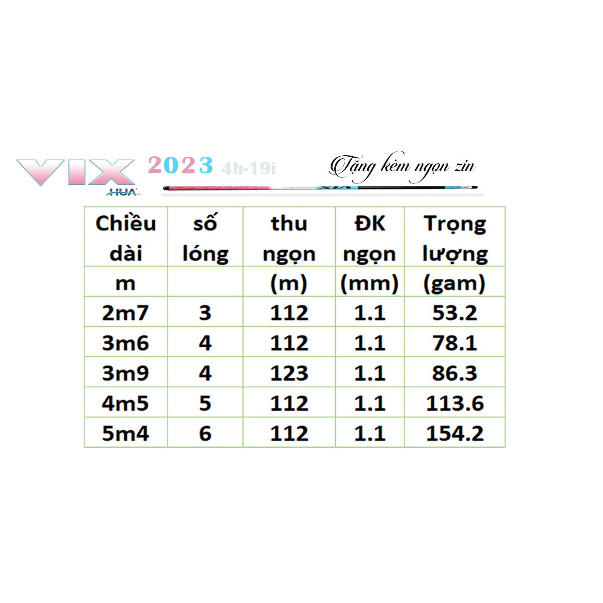 cần câu tay vix hua 4h tặng kèm nhẫn và ngọn zin ,chuyên gẩy rô diếc câu cảm giác