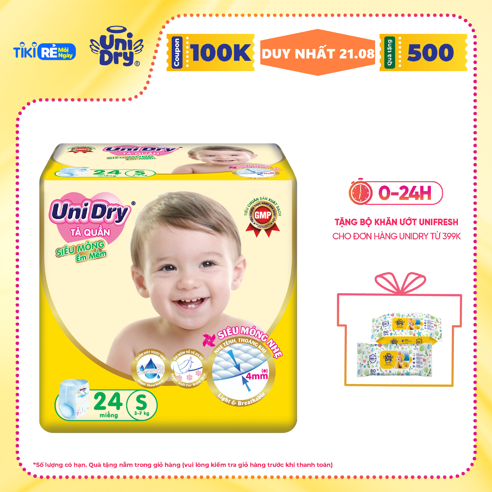Tã Quần UniDry Siêu Mỏng Đột Phá Mới - Lõi Thấm Linh Hoạt, Hút Siêu Tốc