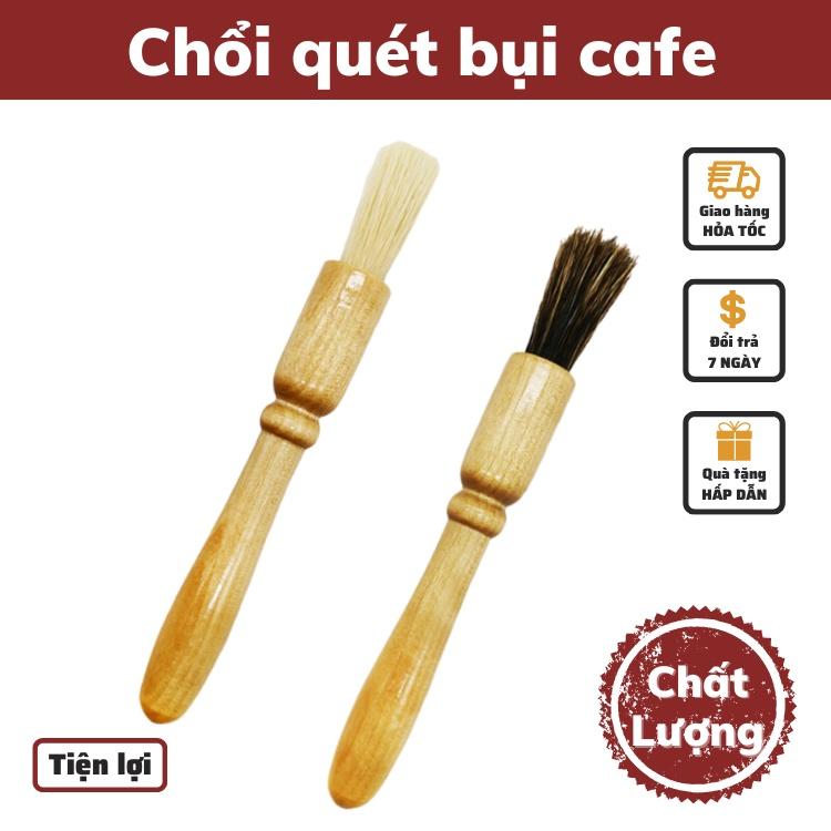 Dụng cụ nhà bếp Chổi quét bui Chổi vệ sinh máy pha cafe Espresso cán gỗ nhỏ gọn dễ dàng sử dụng tiện lợi