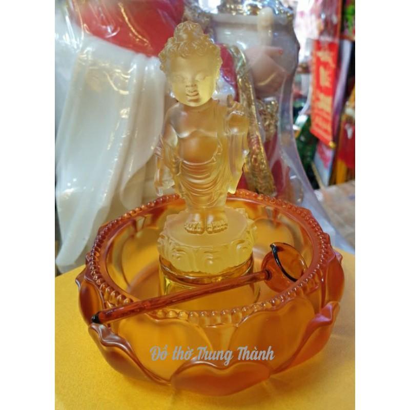 Bộ tôn tượng Phật đản sinh lưu ly nhỏ