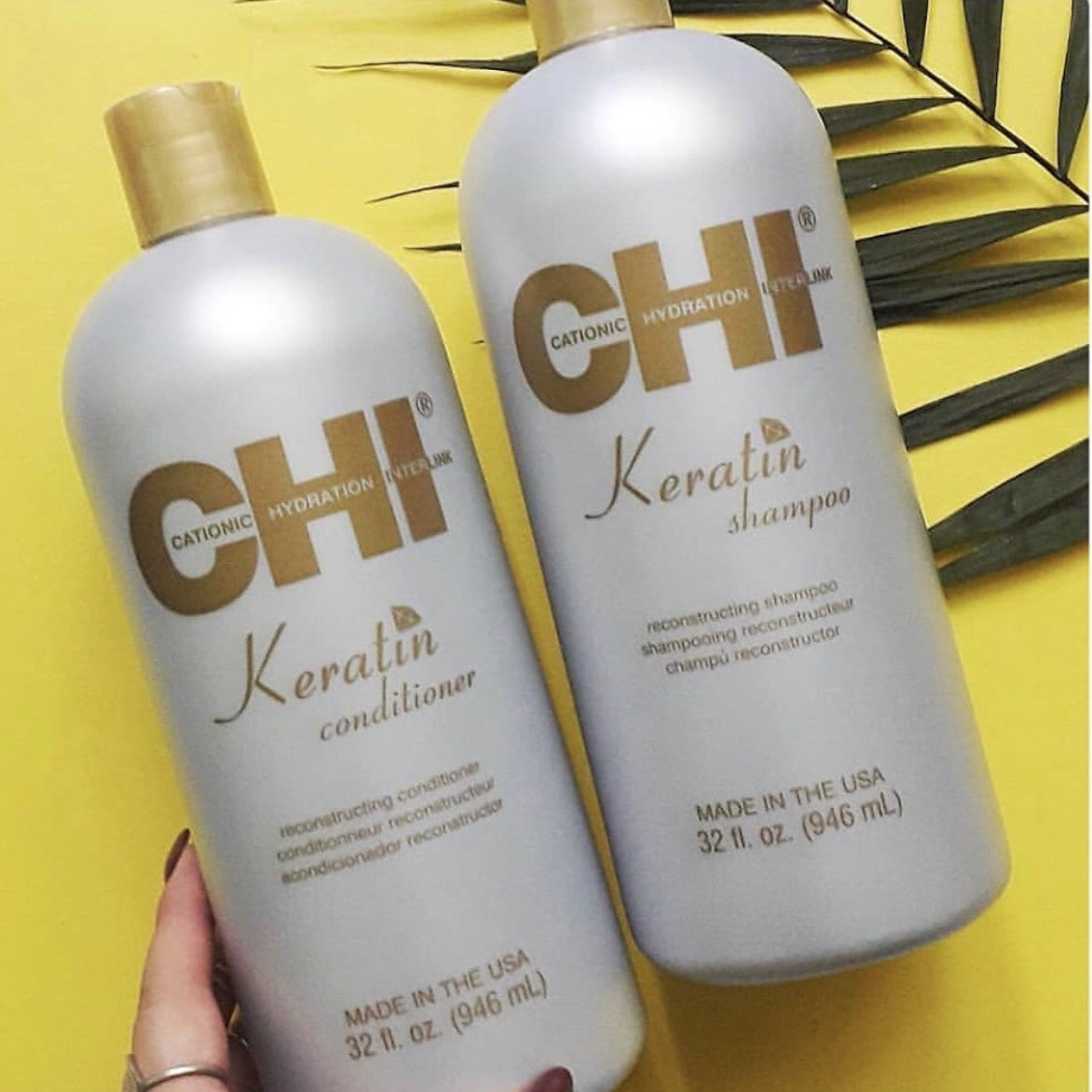 Bộ dầu gội xả CHI Keratin Reconstructing Mỹ 946ml - Phục hồi tóc hư tổn