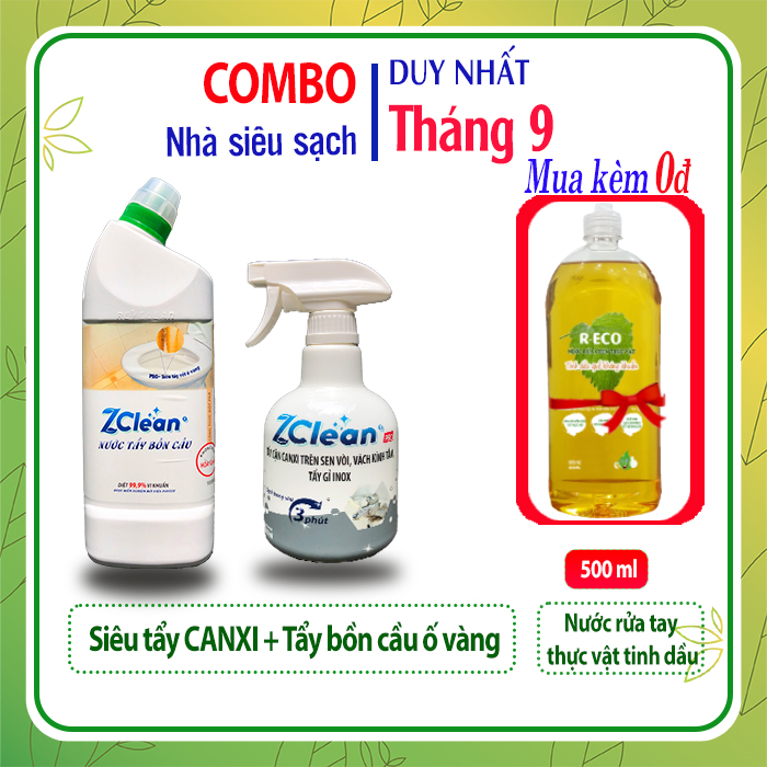 Combo Siêu tẩy PRO : Tẩy cặn Canxi trên sen vòi + Tẩy bồn cầu ố vàng