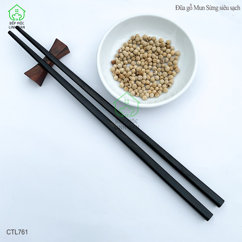 (5 Đôi) Đũa Nhật gỗ Mun Sừng Tự Nhiên Cao Cấp HAHANCO [CTL761-5] Đầu Gắp Thon Nhỏ