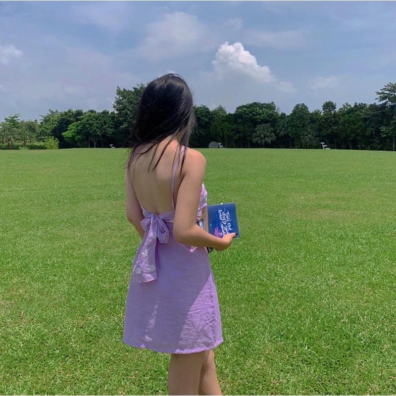 Đầm 2 dây phối hoa